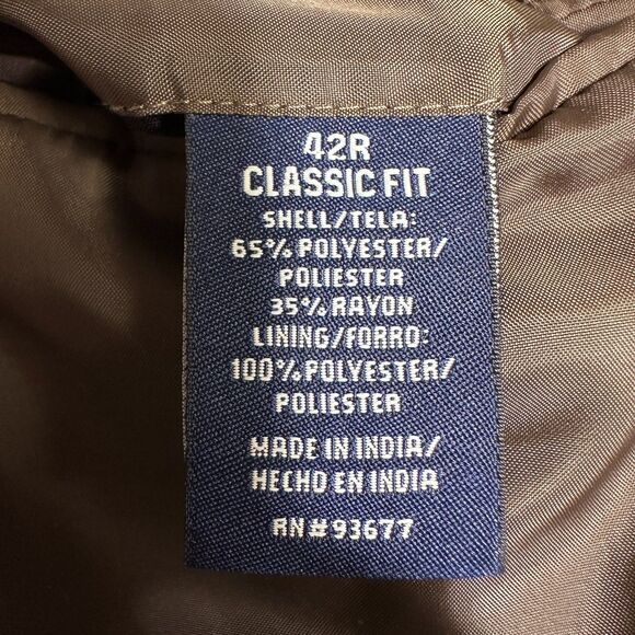 STAFFORD 42R Mens Blazer Sport Coat Tan Brown Classic Fit 2-Button Jacket - Picture 14 of 14